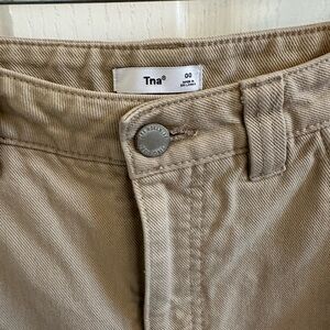 TNA Aritzia High-Rise Utility Canvas Pants Size 00 Beige